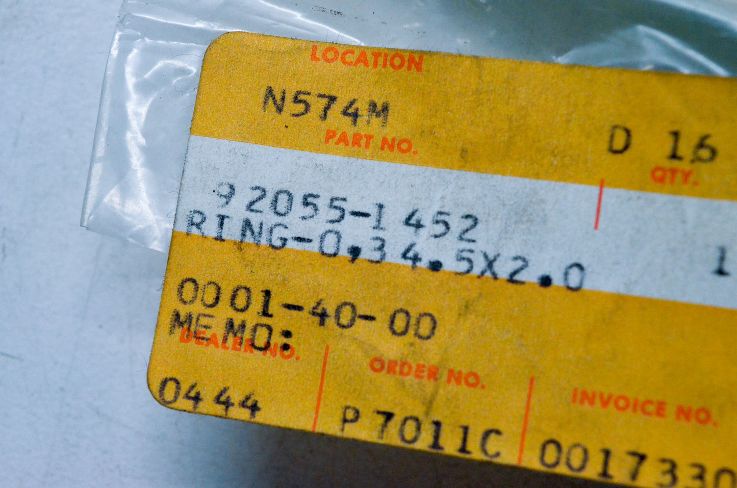 OEM Kawasaki 92055-1452 34.5x2.0 O-Ring NOS