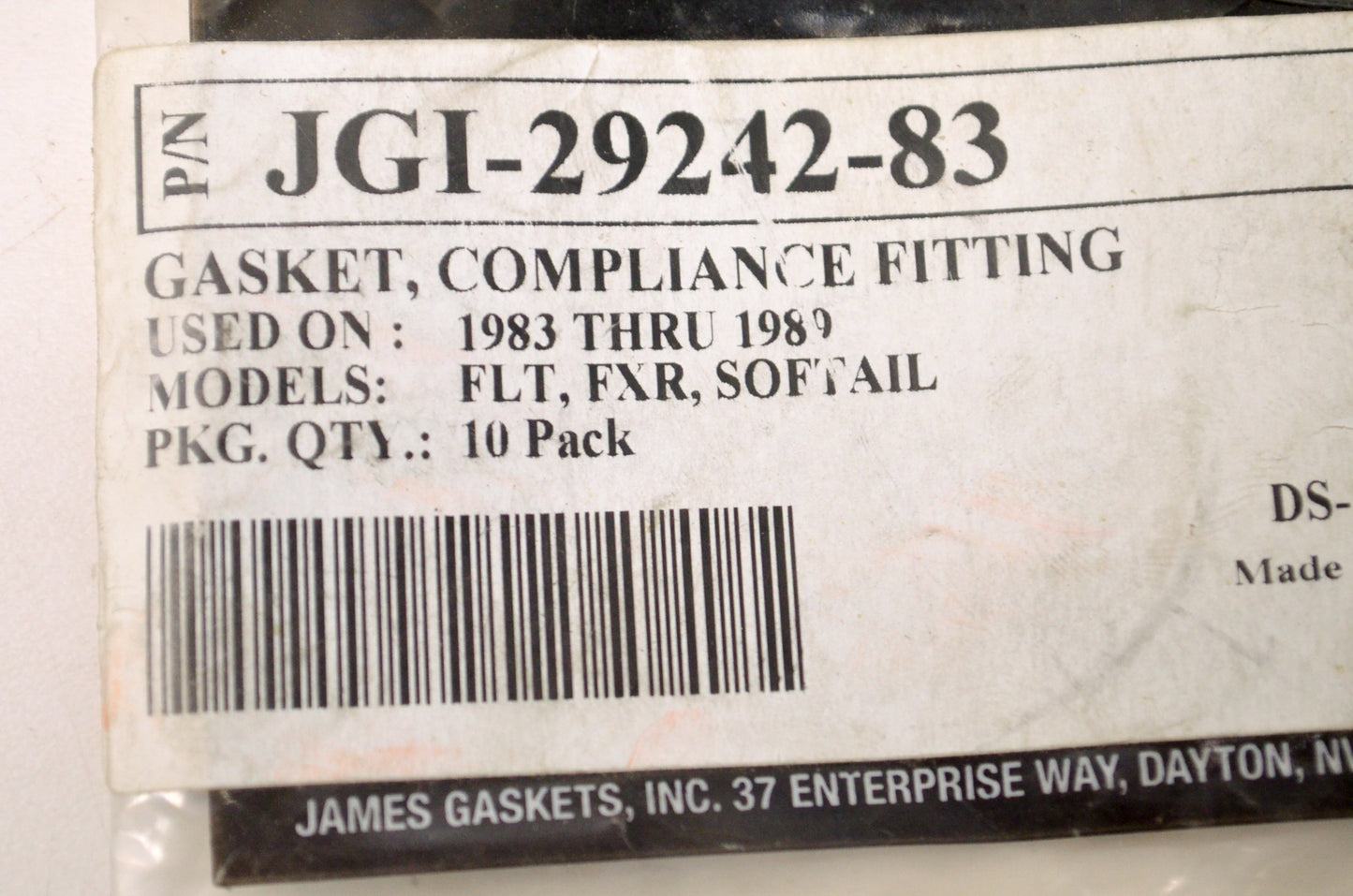 James Gaskets JGI-29242-83 Compliance Fitting Gasket NOS