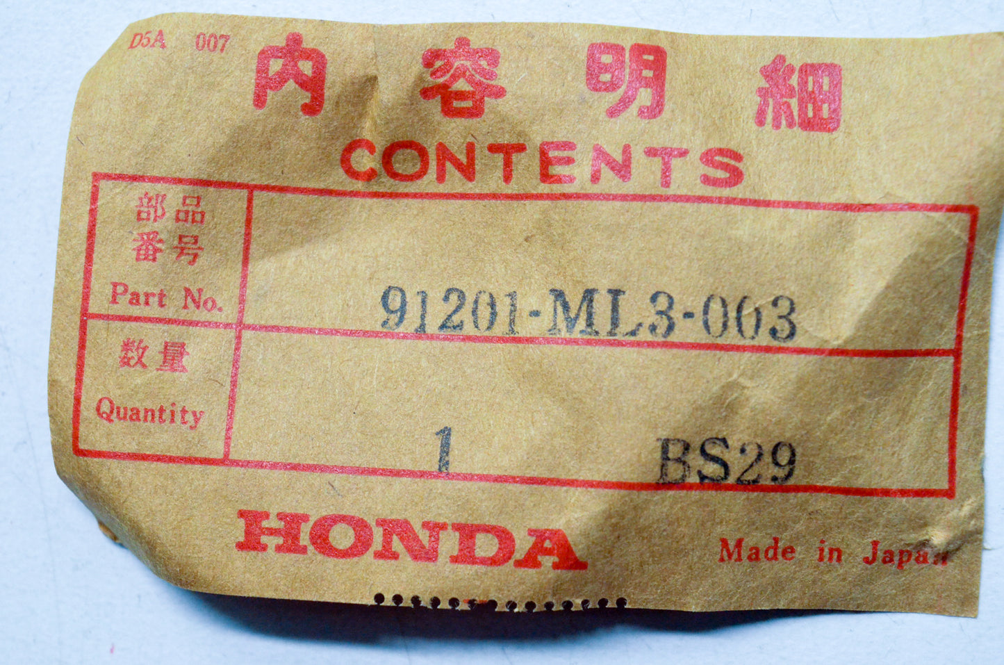 OEM Honda 91201-ML3-003 30x50x11 Oil Seal NOS