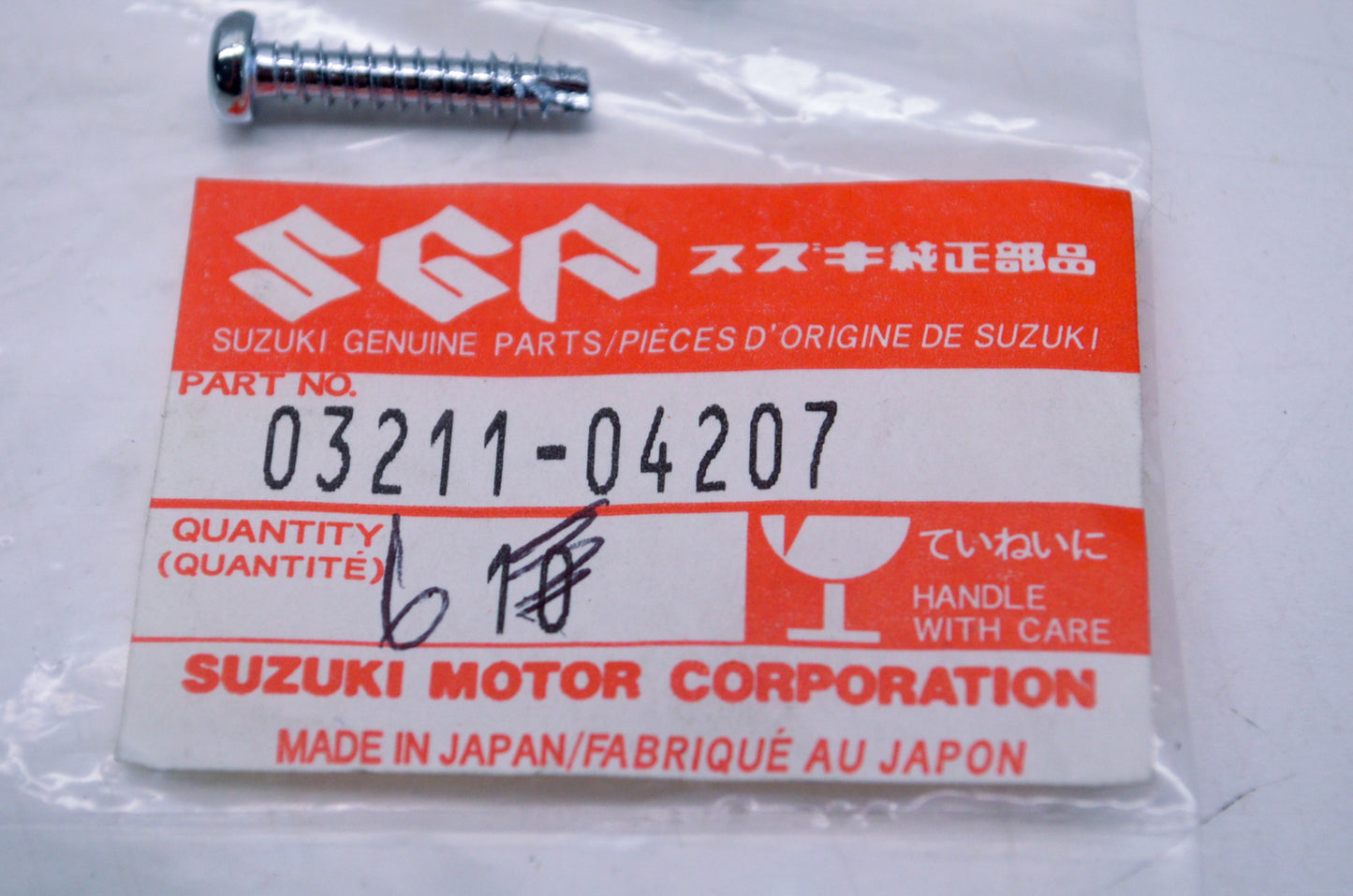 OEM Suzuki 03211-04207 Tail Light Screw NOS