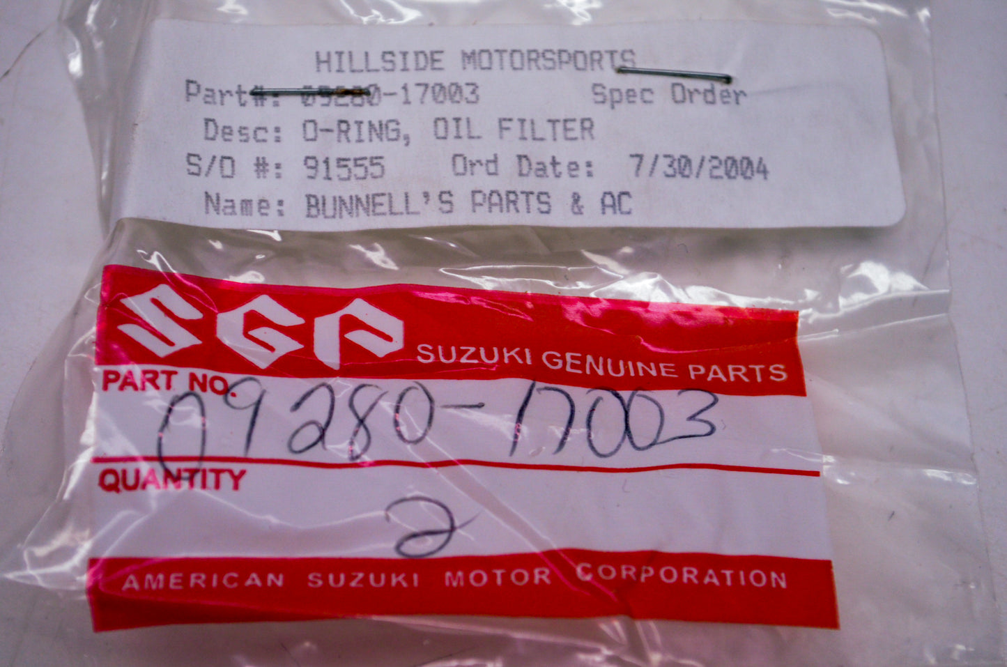 OEM Suzuki 09280-17003 Oil Filler Cap O-ring NOS