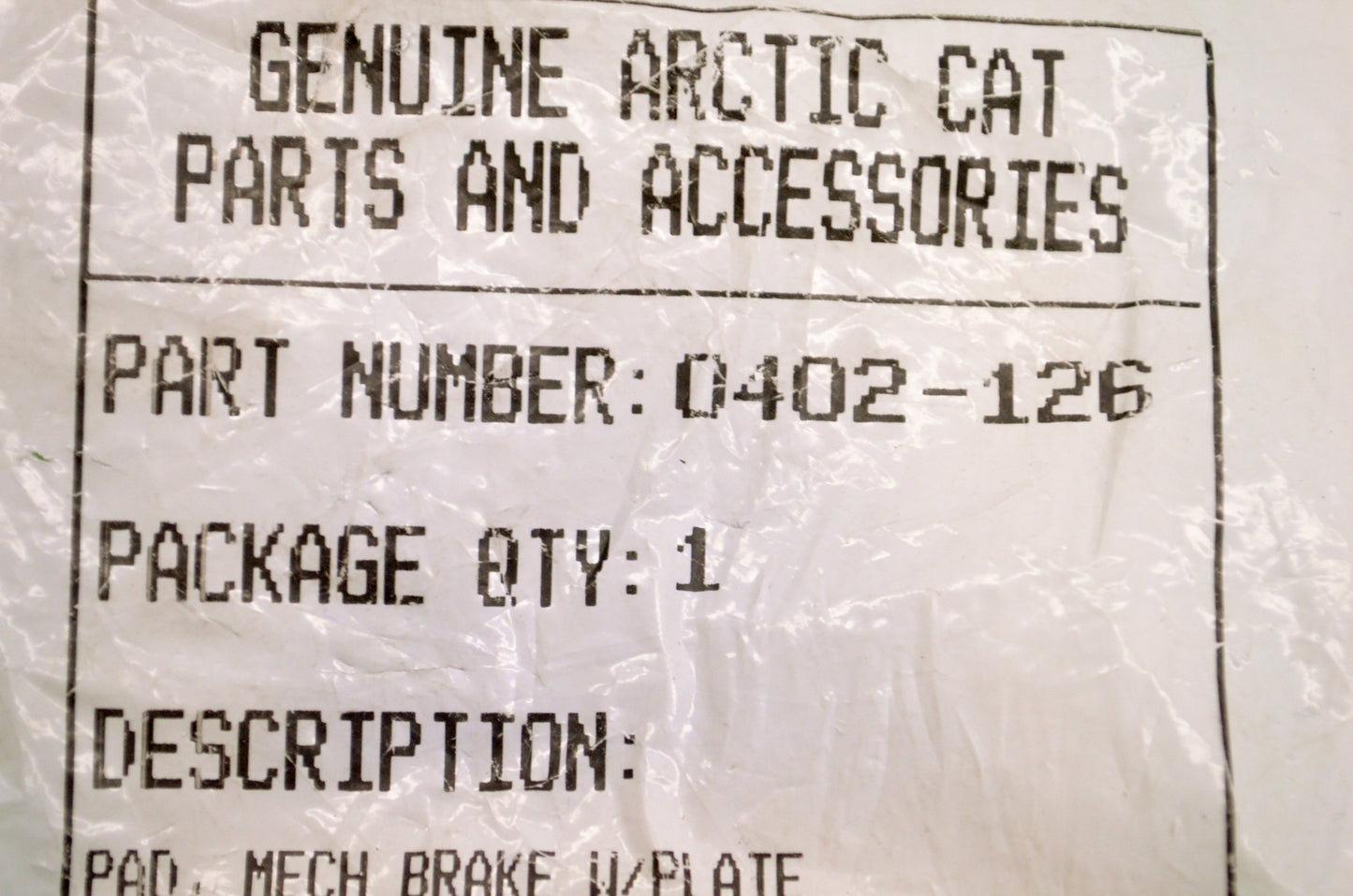 OEM Arctic Cat 0402-126 Brake Pad NOS