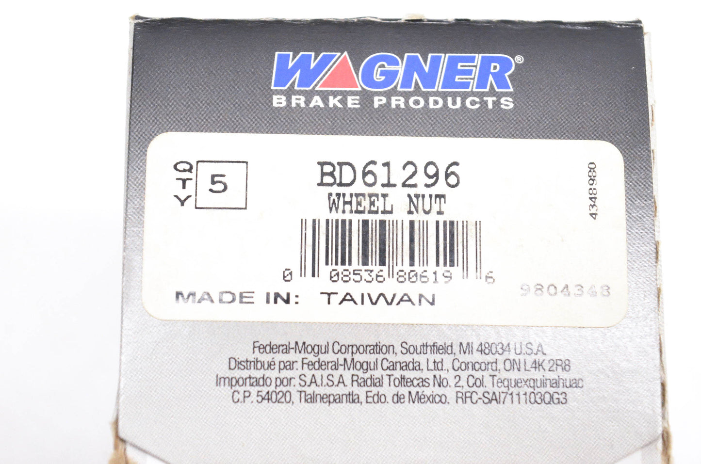 Wagner BD61296 Wheel Lug Nuts Qty 5 NOS