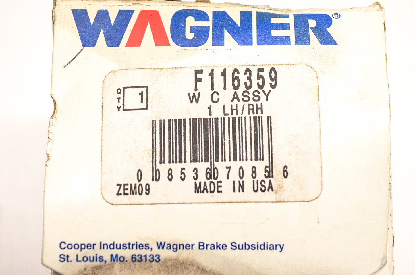 Wagner F116359, FD-120768 Brake Wheel Cylinder NOS