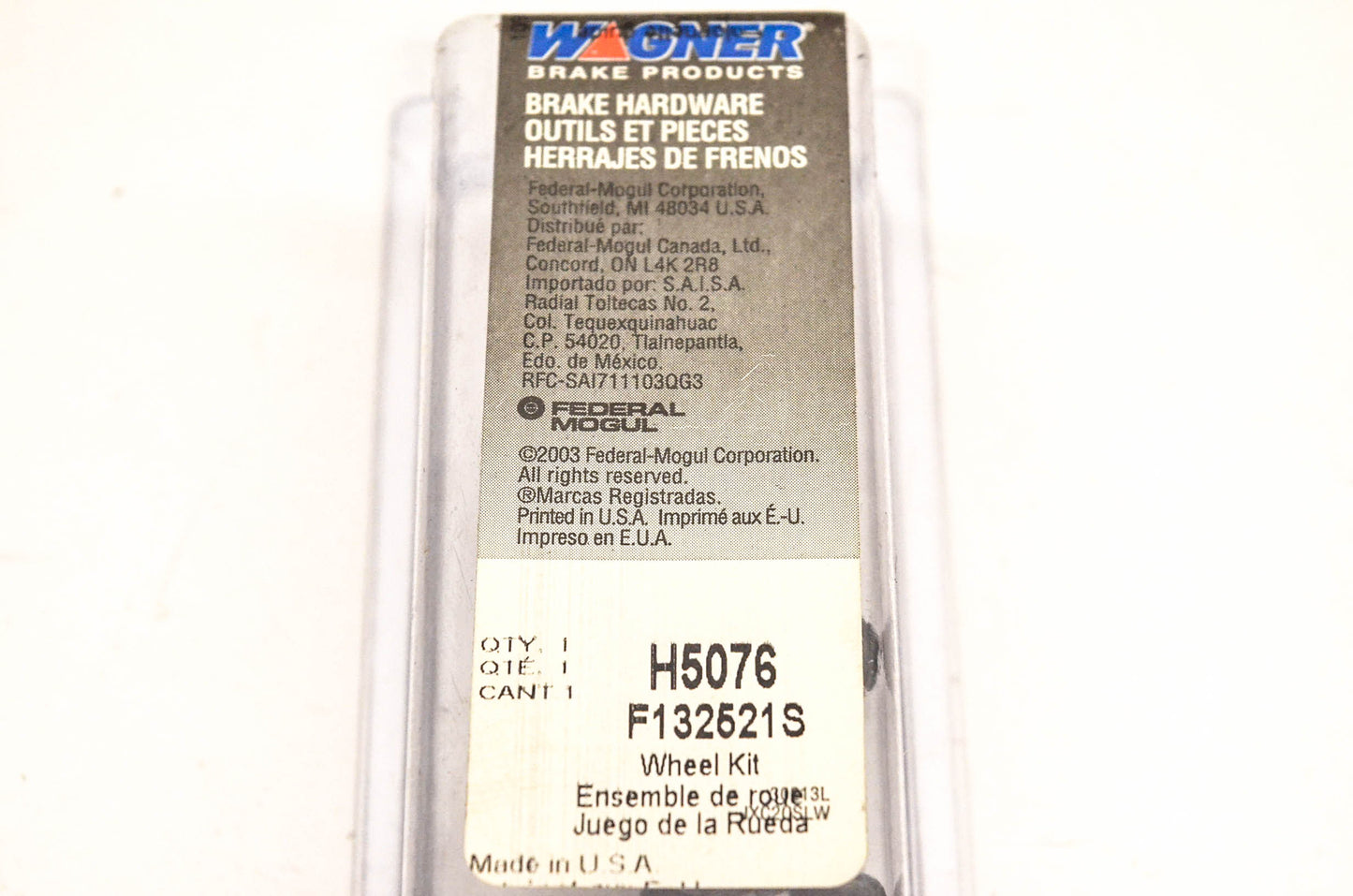 Wagner H5076, F132521S Disc Brake Caliper Guide Pin Kit NOS