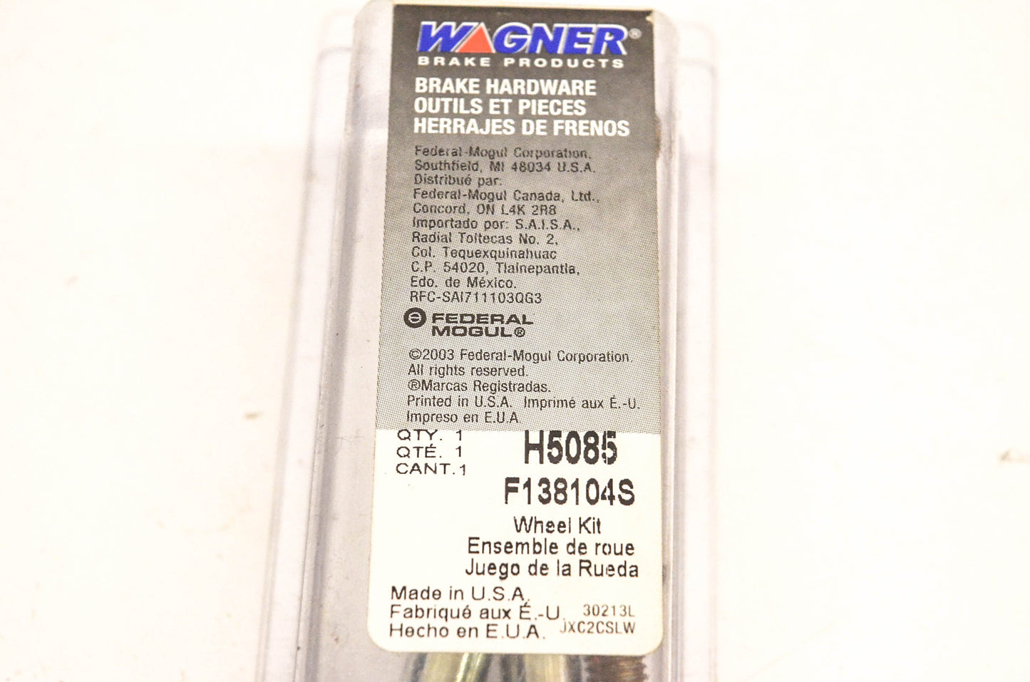 Wagner H5085, F138104S Disc Brake Caliper Bolt Kit NOS