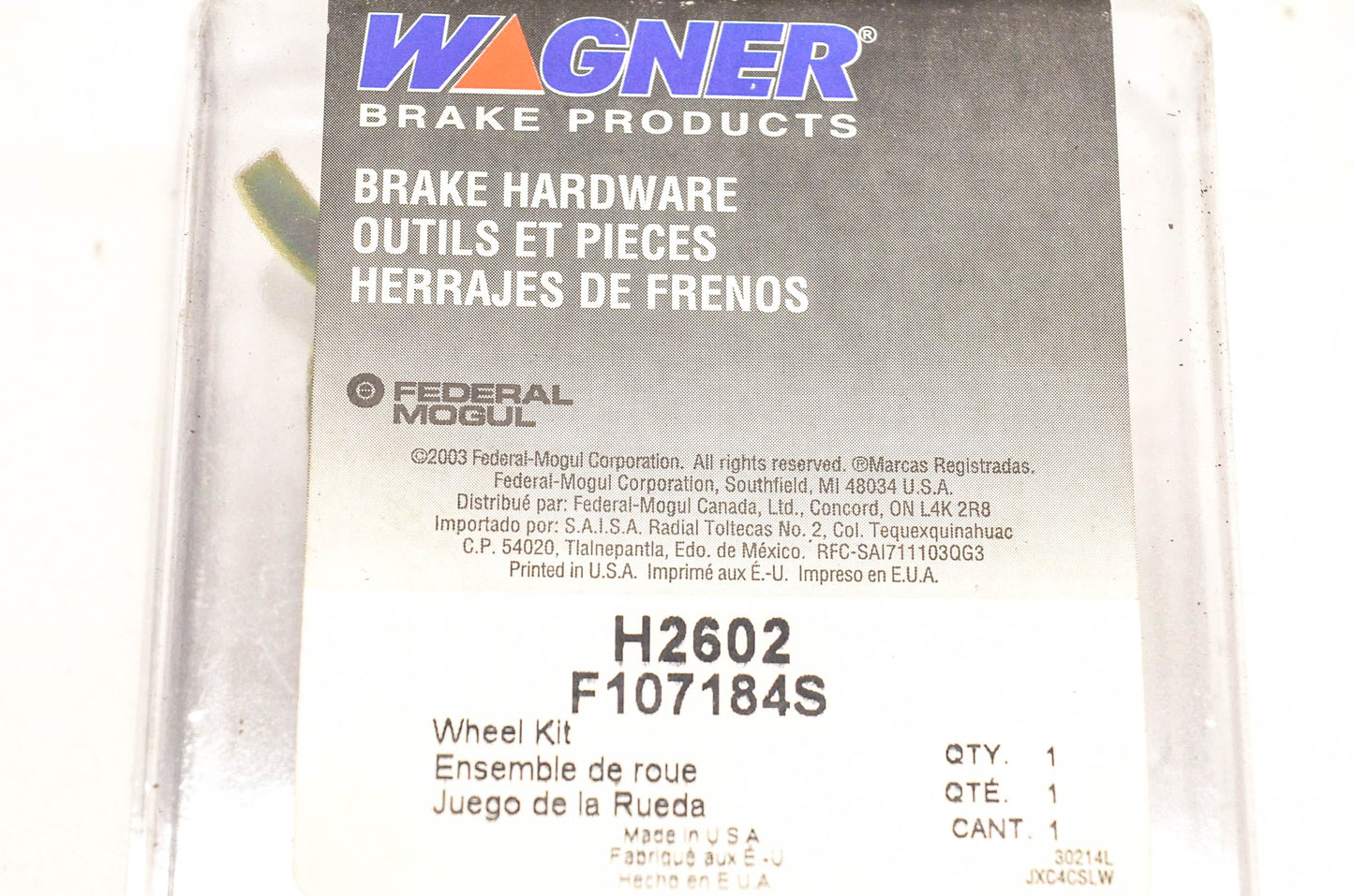 Wagner H2602, F107184S Drum Brake Self Adjuster Repair Kit NOS