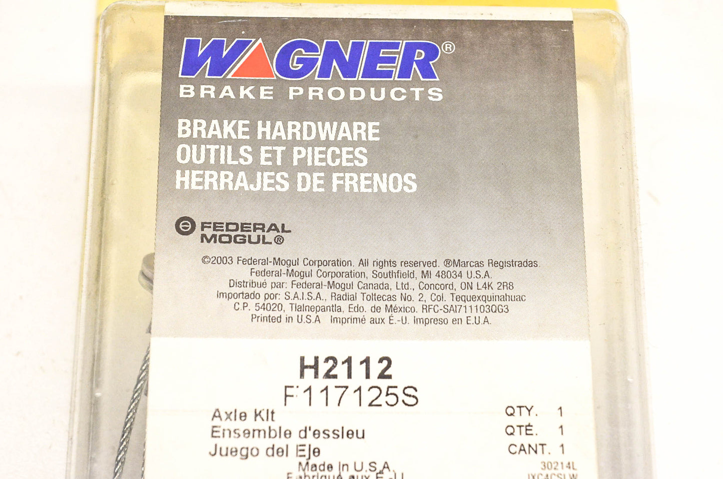 Wagner H2112, F117125S Drum Brake Self Adjuster Cable Kit NOS