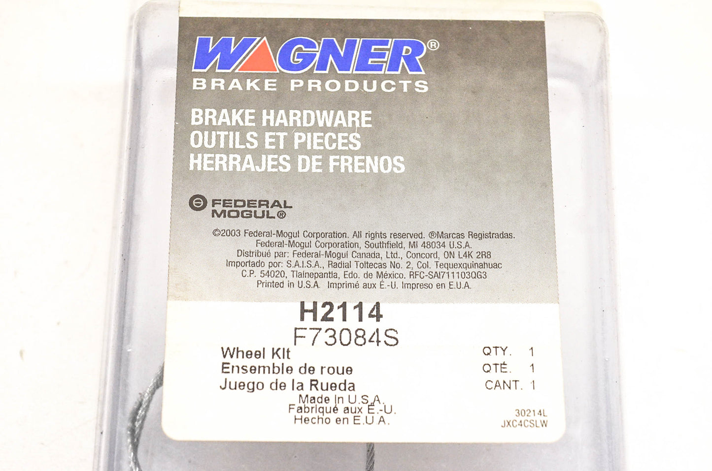 Wagner H2114, F73084S Drum Brake Self Adjuster Cable NOS