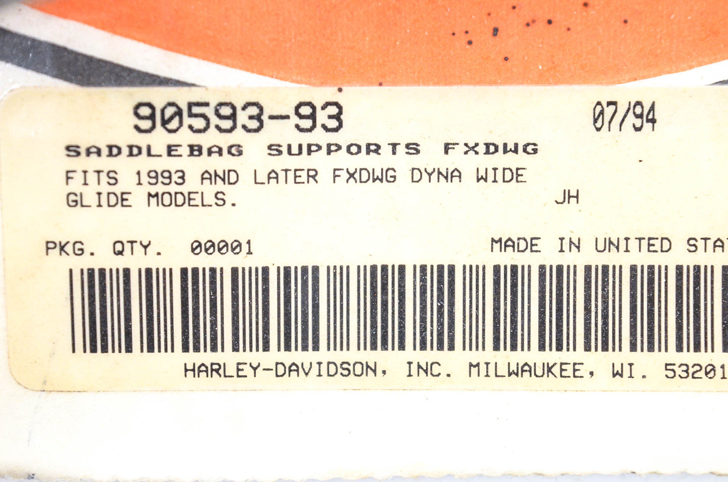 New OEM Harley-Davidson 90593-93 Saddlebag Support Kit NOS