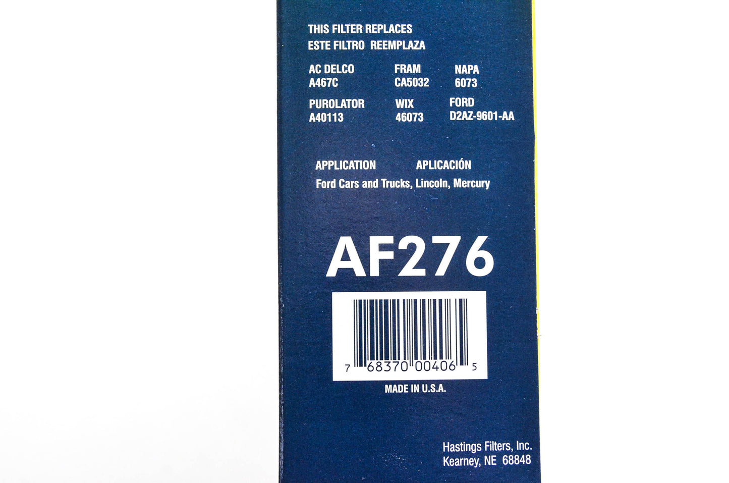 Hastings AF276 Air Filter NOS