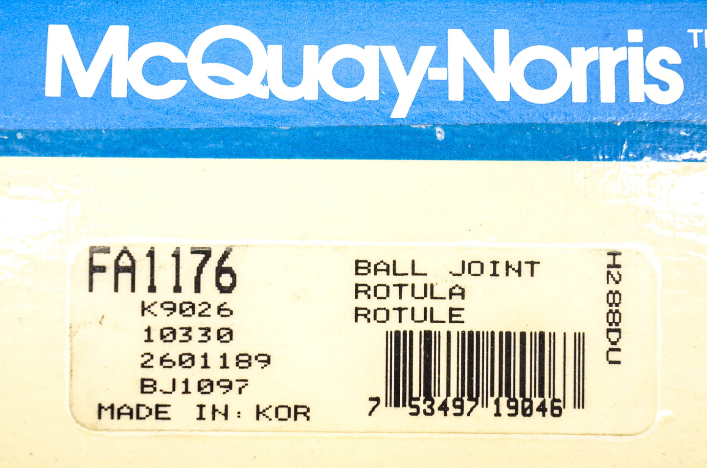 McQuay-Norris FA1176, K9026, 10330 Ball Joint Kit NOS