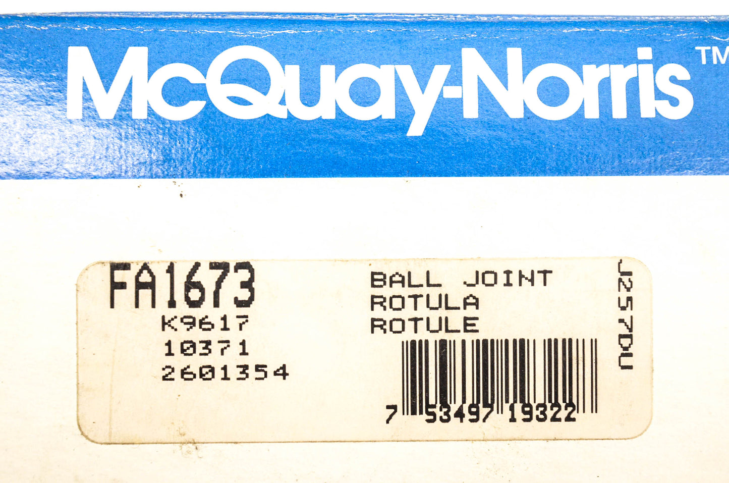 McQuay-Norris FA1673, K9617, 10371 Ball Joint Kit NOS