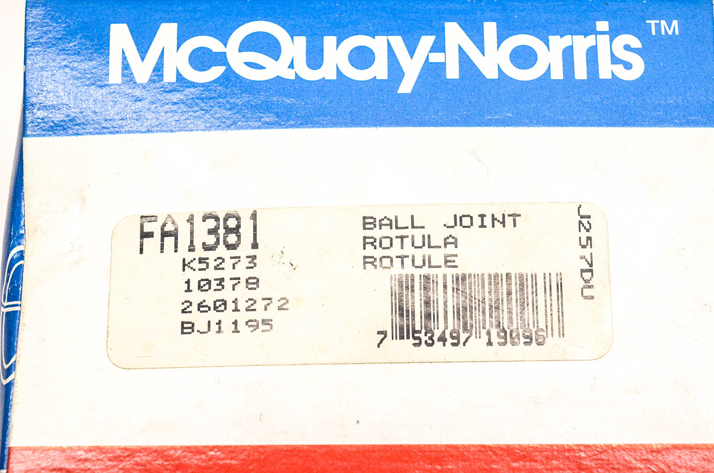 McQuay-Norris FA1381, K5273, 10378 Ball Joint Kit NOS