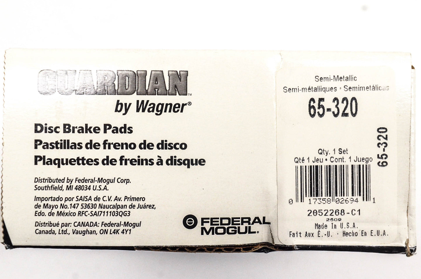Wagner 65-320, 2052268-C1 Guardian Disc Brake Pad Kit NOS