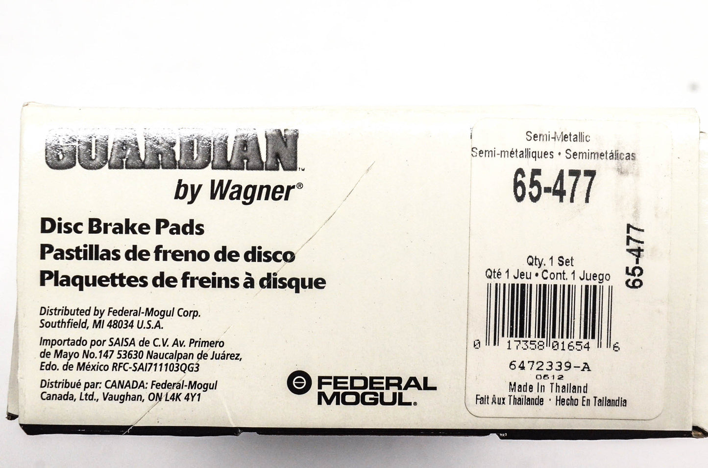 Wagner 65-477, 6474097-C1 Guardian Disc Brake Pad Kit NOS