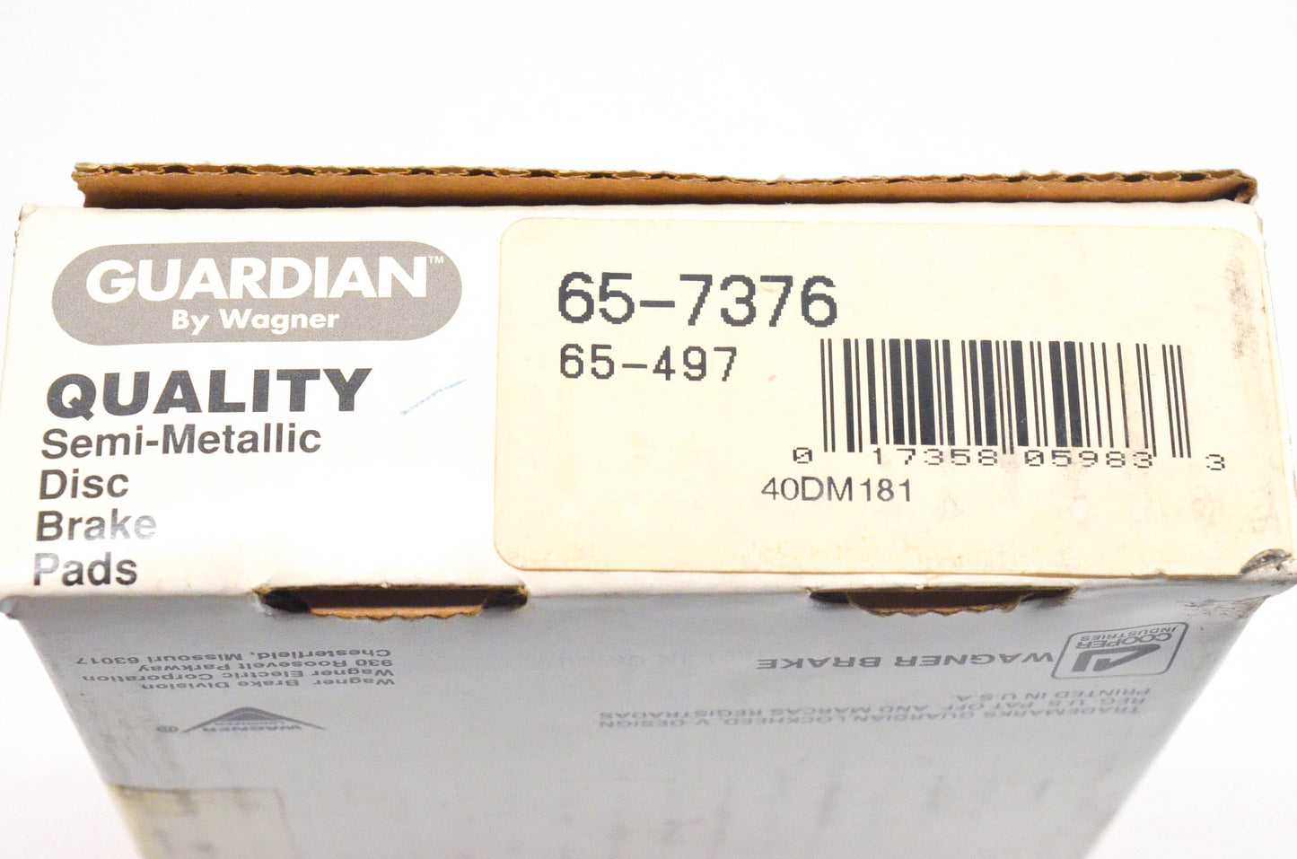 Wagner 65-497, 65-7376 Guardian Semi Metallic Disc Brake Pad Kit NOS