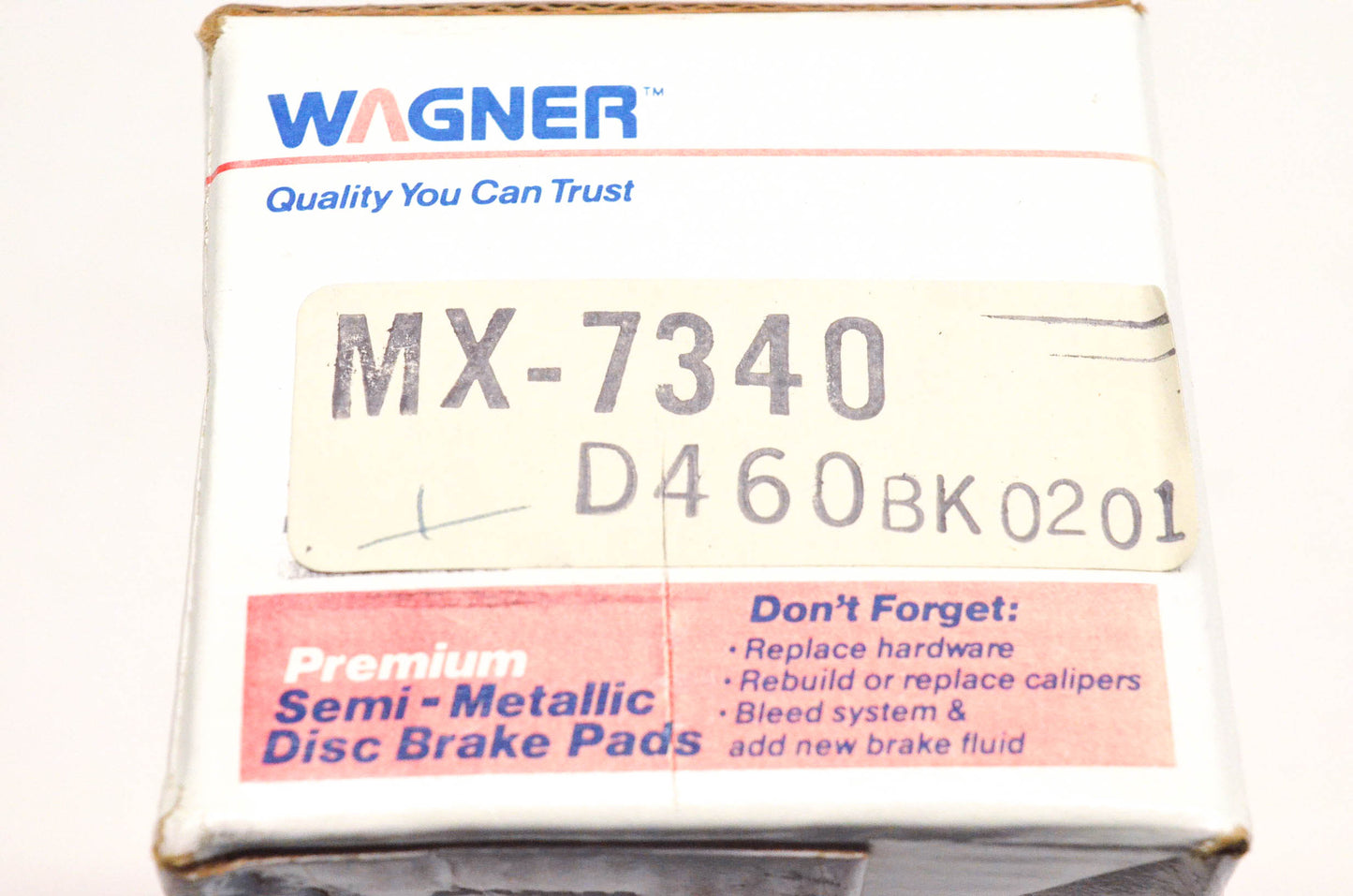 Wagner MX7340, D460, BK0201 Semi Metallic Disc Brake Pad Kit NOS