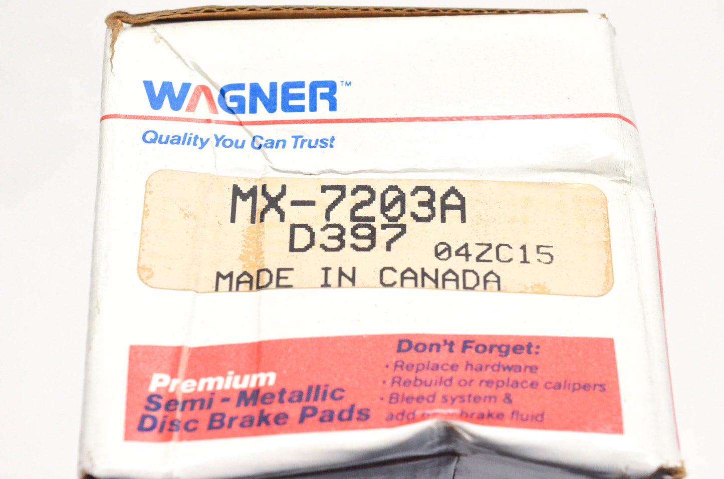 Wagner MX7203A, D397, 04ZC15 Semi Metallic Disc Brake Pad Kit NOS