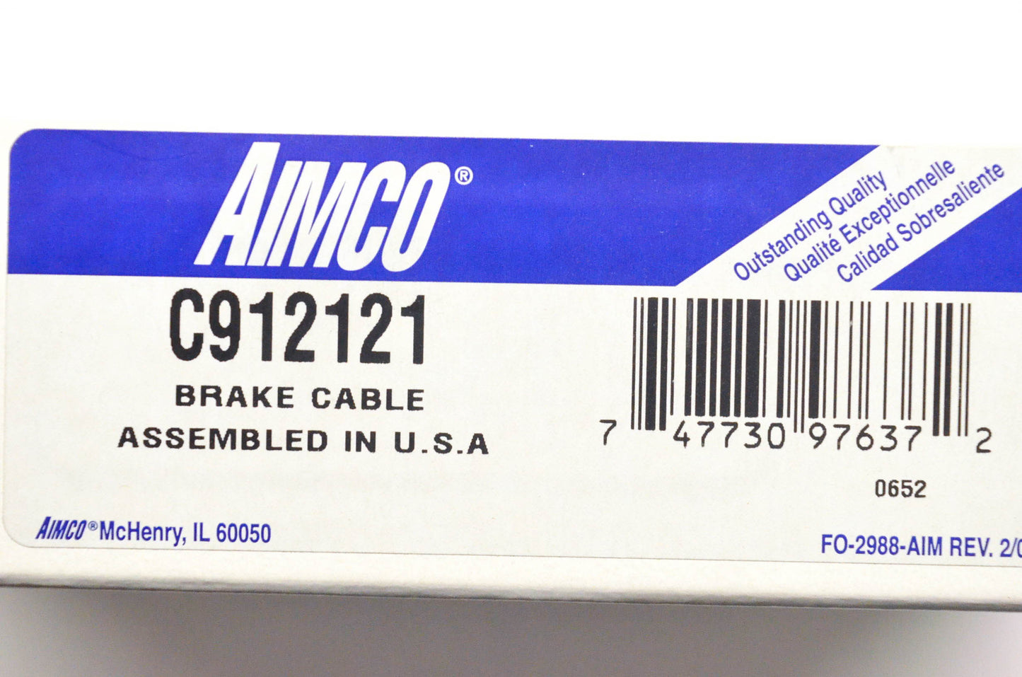 Aimco C912121, F72978, C9ZZ-2853A Brake Cable Kit NOS