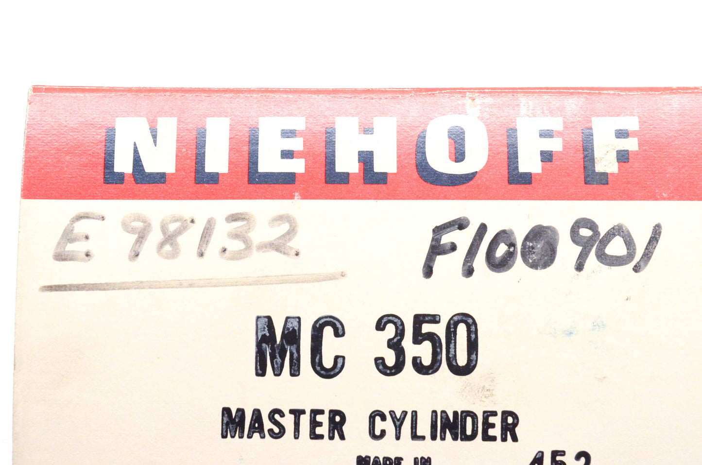 Neihoff MC350, E98132, F100901 Master Brake Cylinder Assembly NOS
