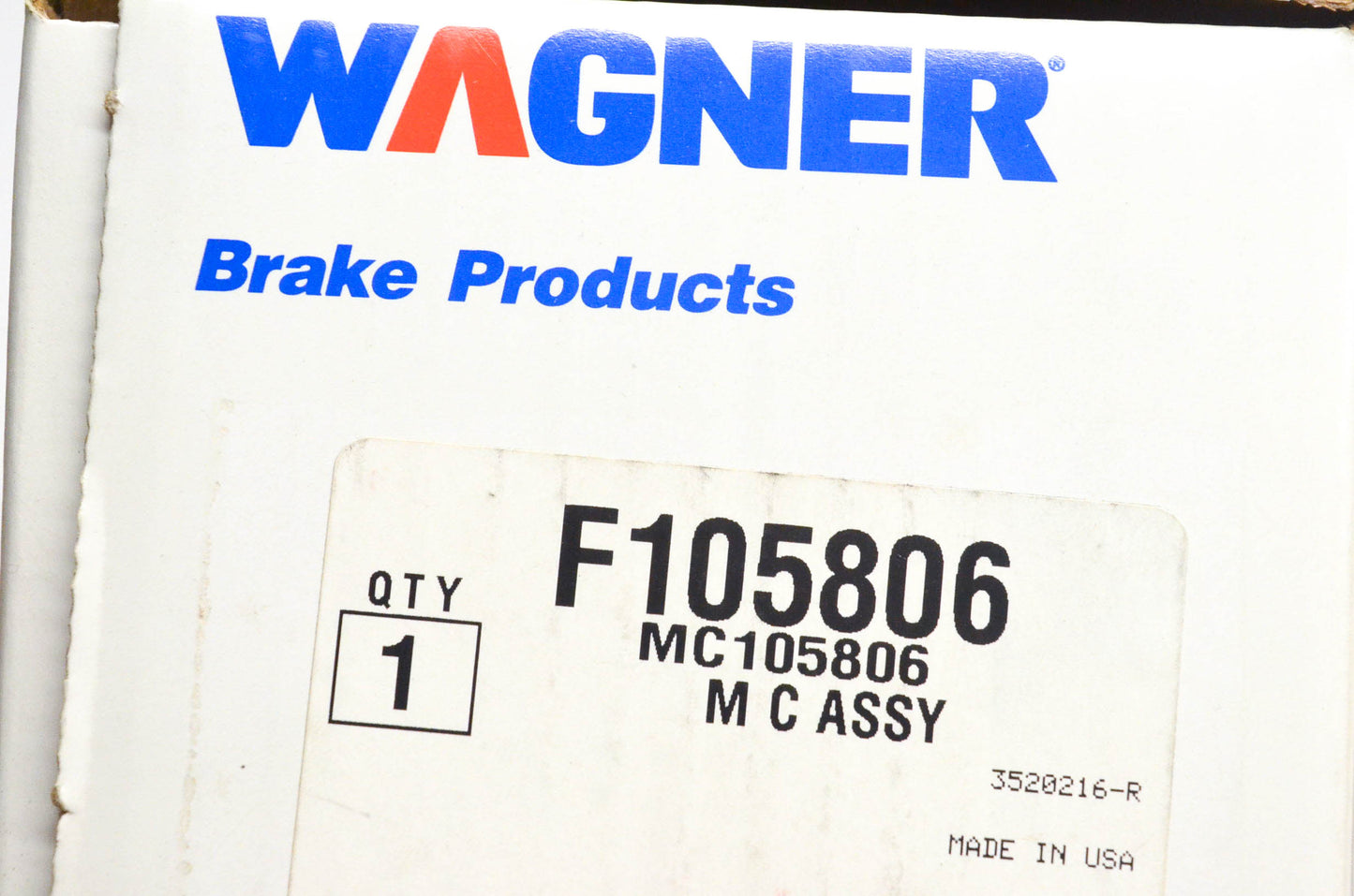 Wagner F105806, E98223 Master Brake Cylinder Assembly NOS