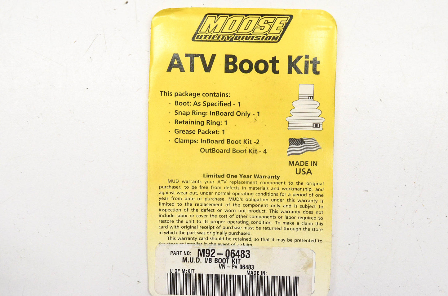 Moose Utliity Division M92-06483 Inboard Boot Kit NOS
