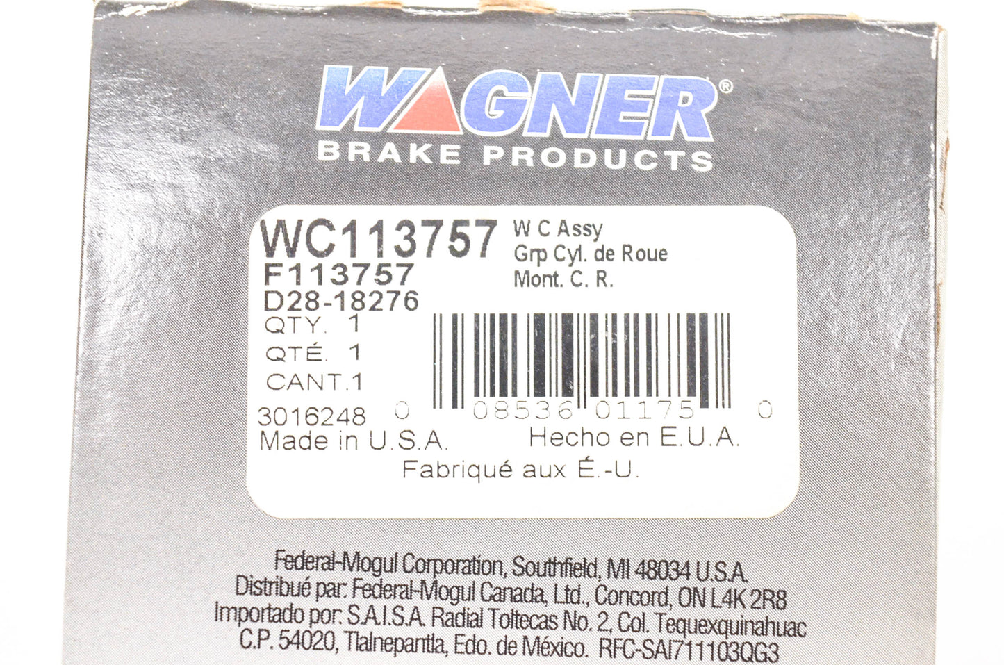 Wagner WC113757, F113757 Wheel Cylinder Assembly NOS