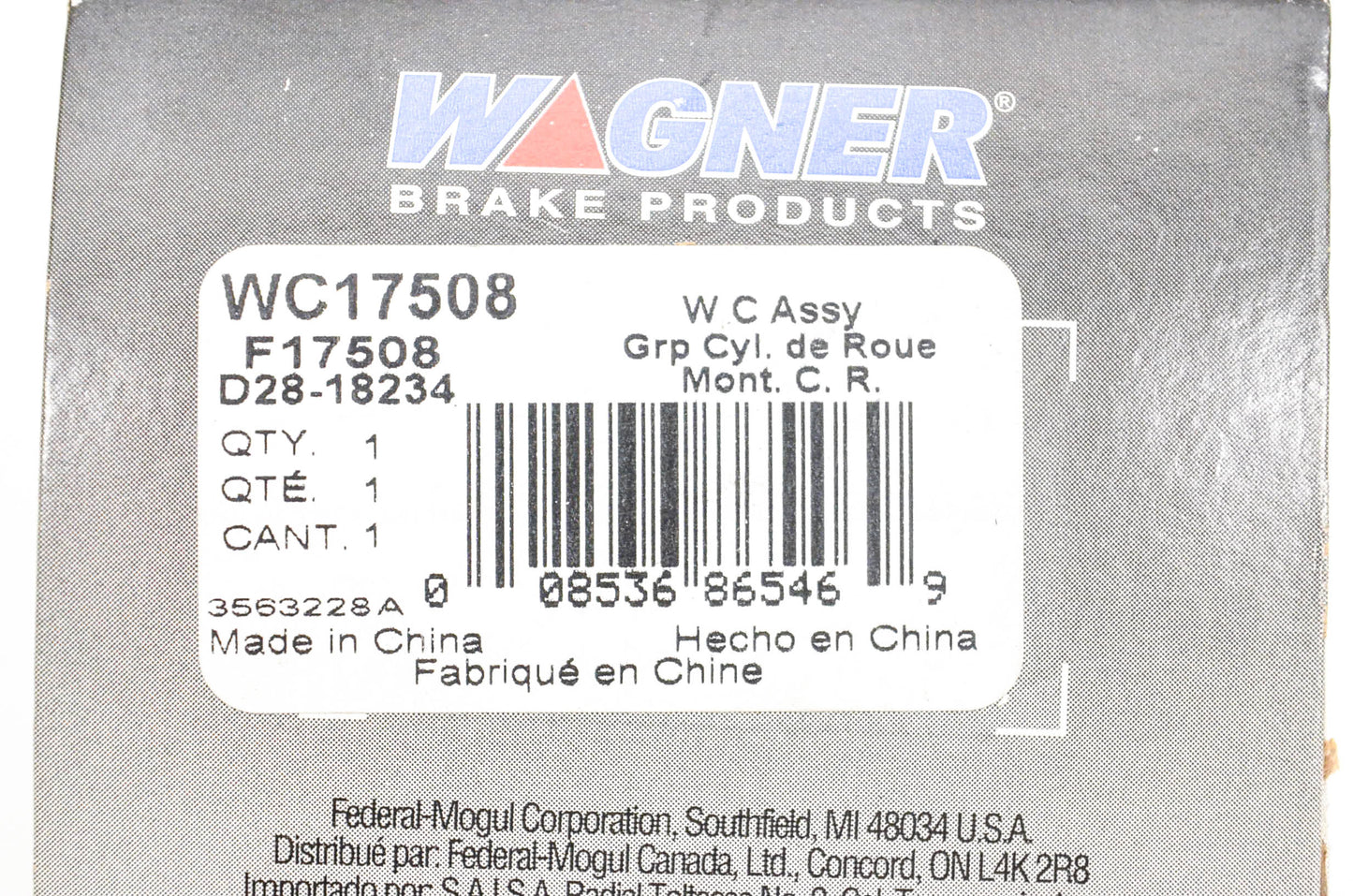 Wagner WC17508, F17508, D28-18234 Wheel Cylinder Assembly NOS