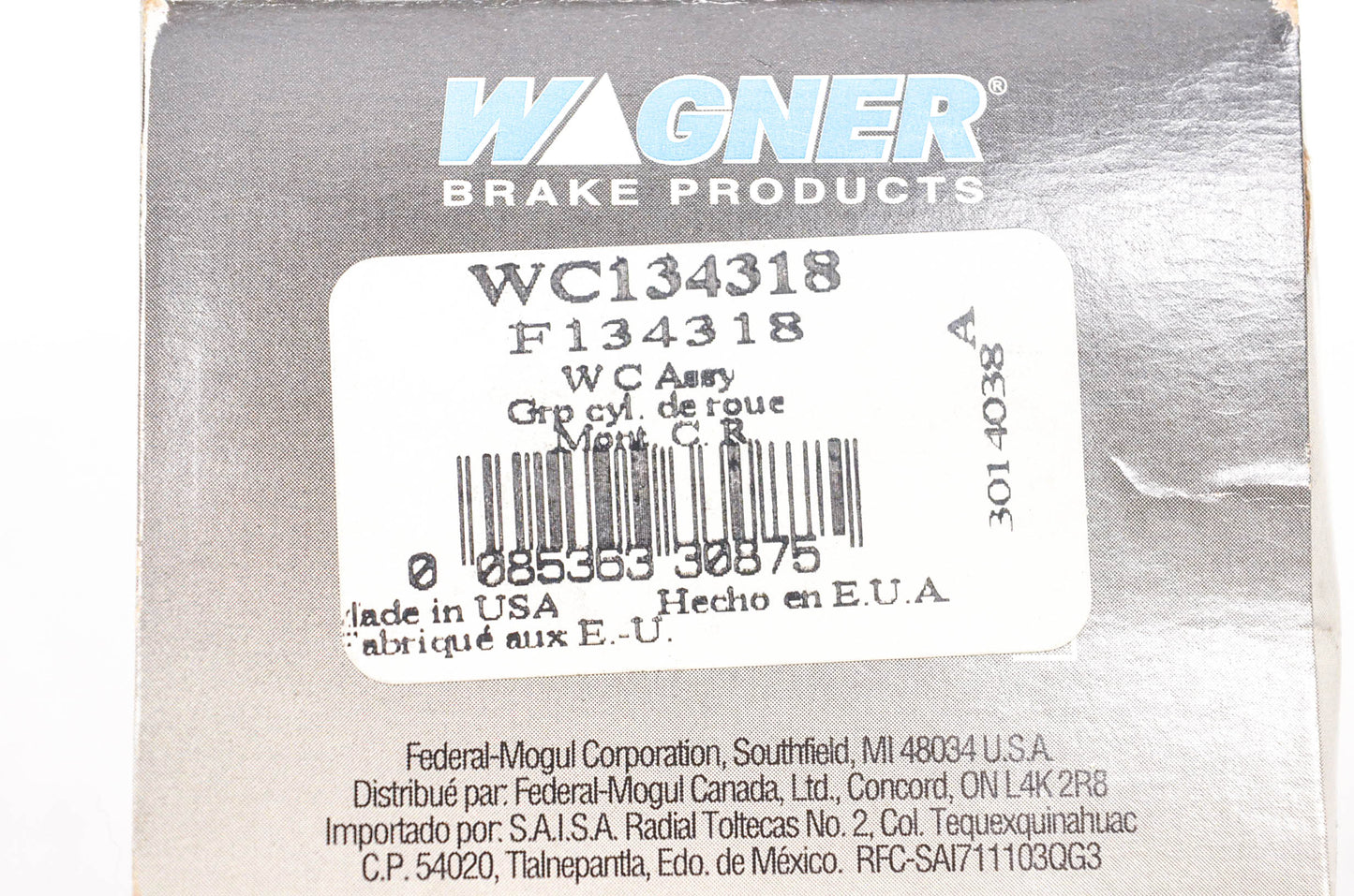 Wagner WC134318, F134318, 122380 Wheel Cylinder Assembly NOS
