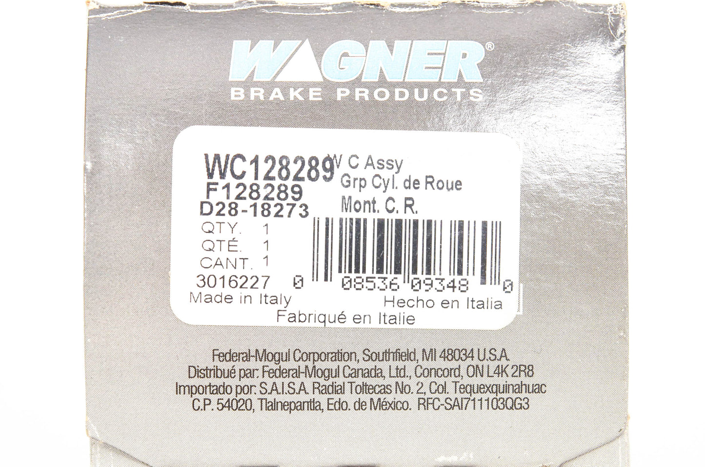 Wagner WC238289, F128289, D28-18273 Wheel Cylinder Assembly NOS