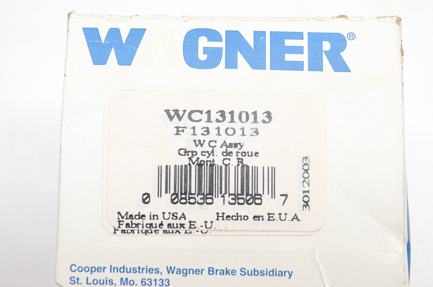 Wagner WC131013, F131013, 30706-S Wheel Cylinder Assembly NOS