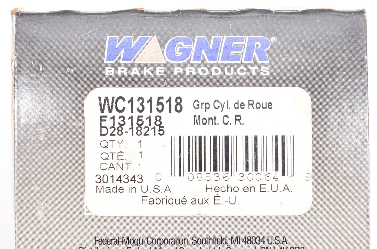 Wagner WC131518, F131518, D28-18215 Wheel Cylinder Assembly NOS