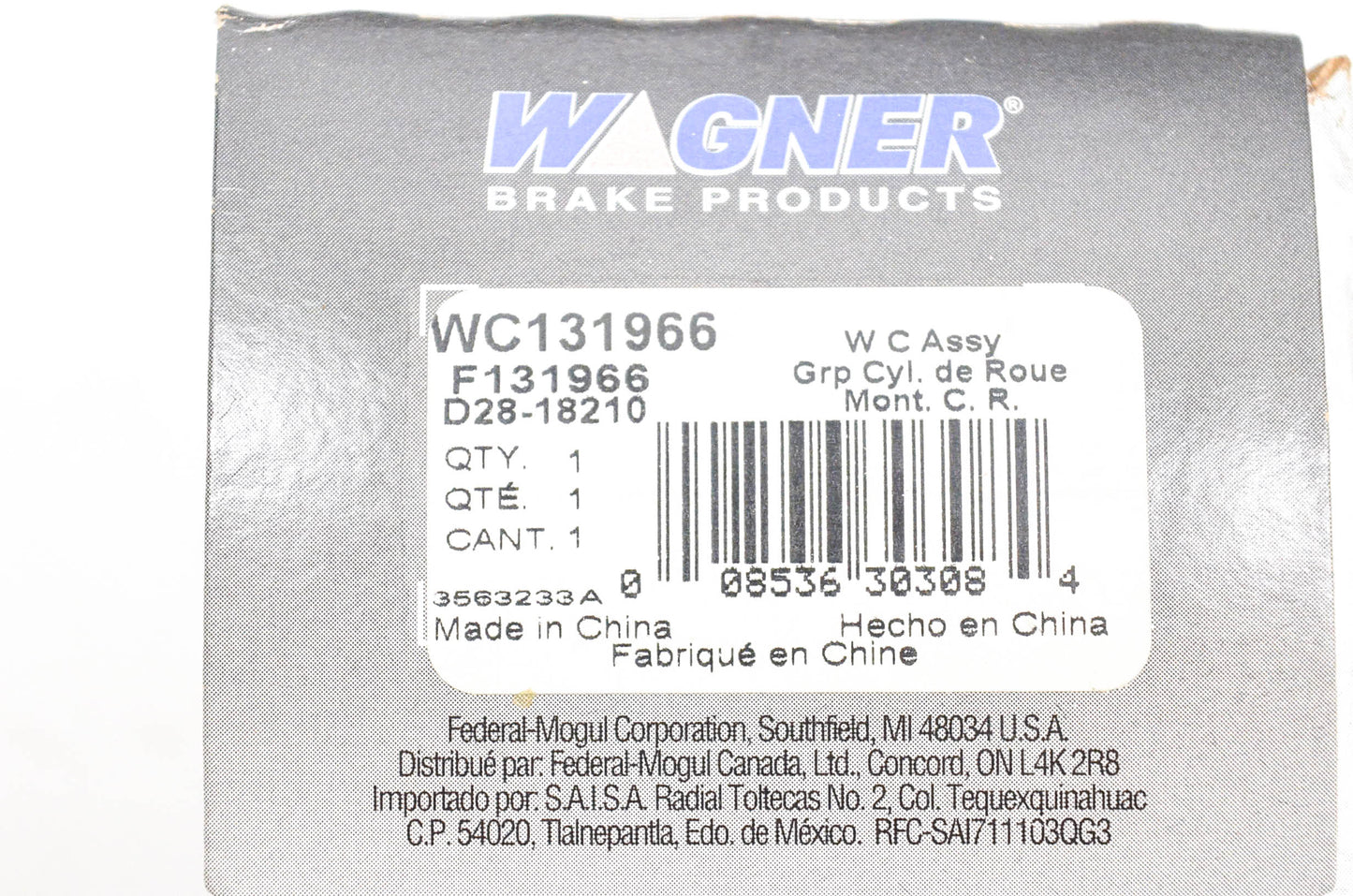 Wagner WC131966, F131966, D28-18210 Wheel Cylinder Assembly NOS