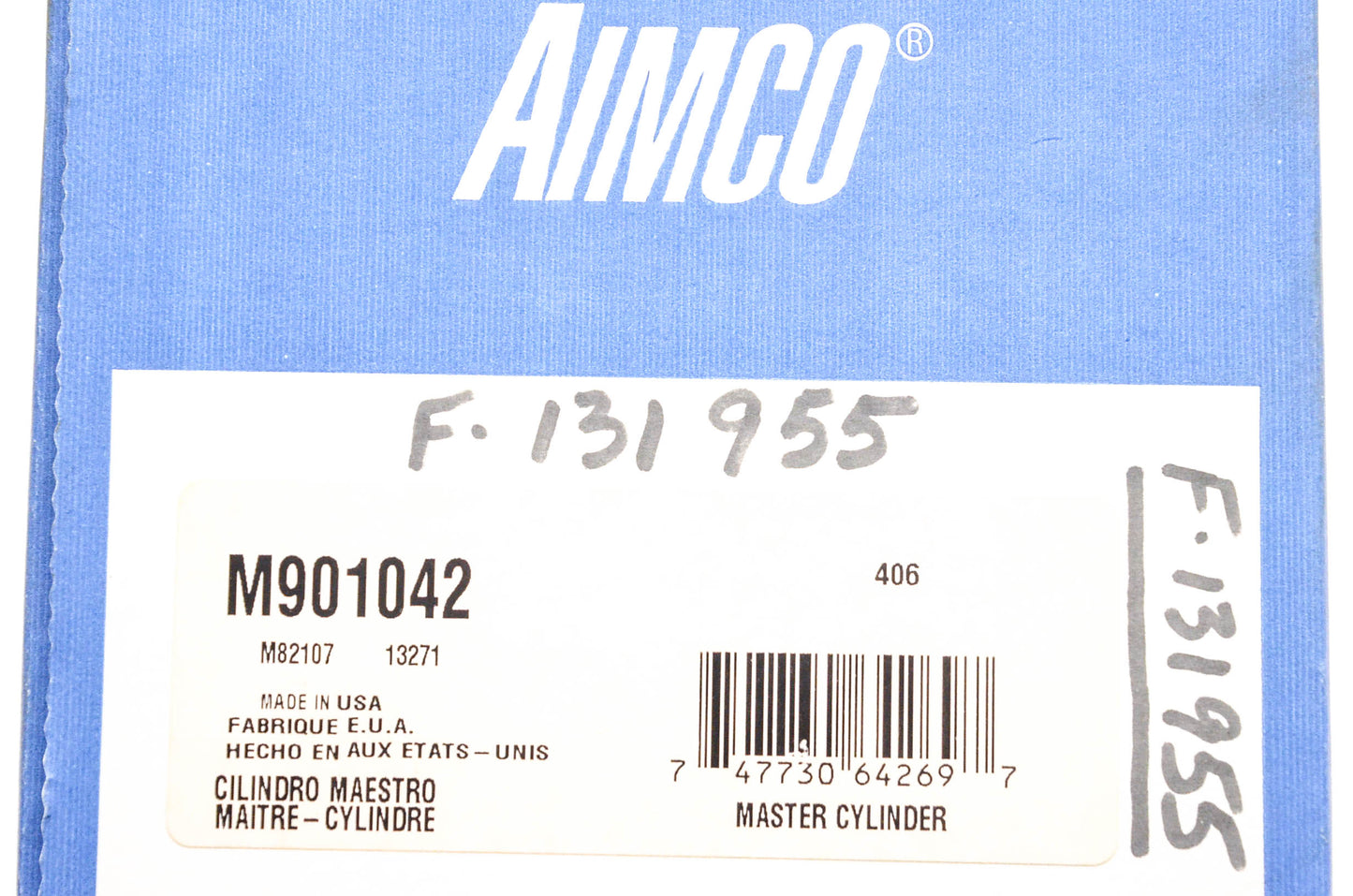 Aimco M901042, M82107, 13271 Master Cylinder Assembly NOS