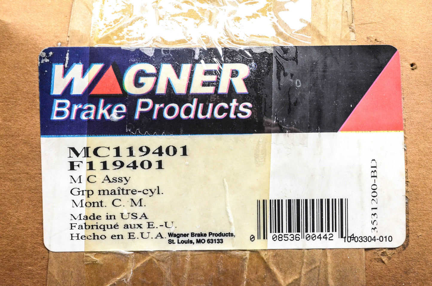 Wagner MC119401, F119401, 2230600 Premium Brake Master Cylinder Assembly NOS