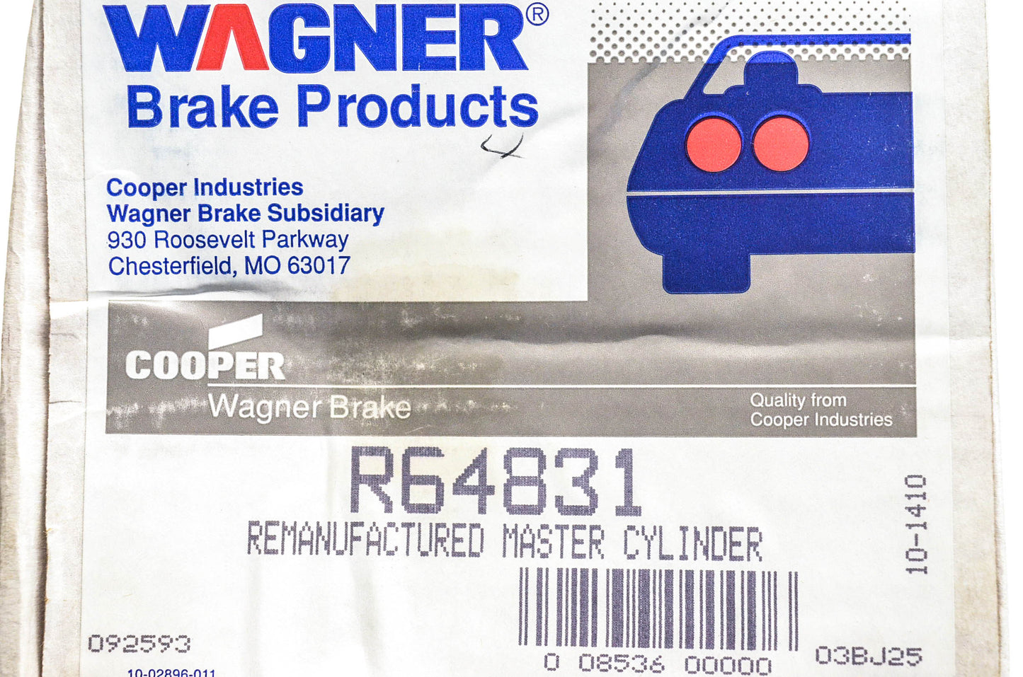 Wagner R64831 Remanufactured Master Cylinder Assembly NOS