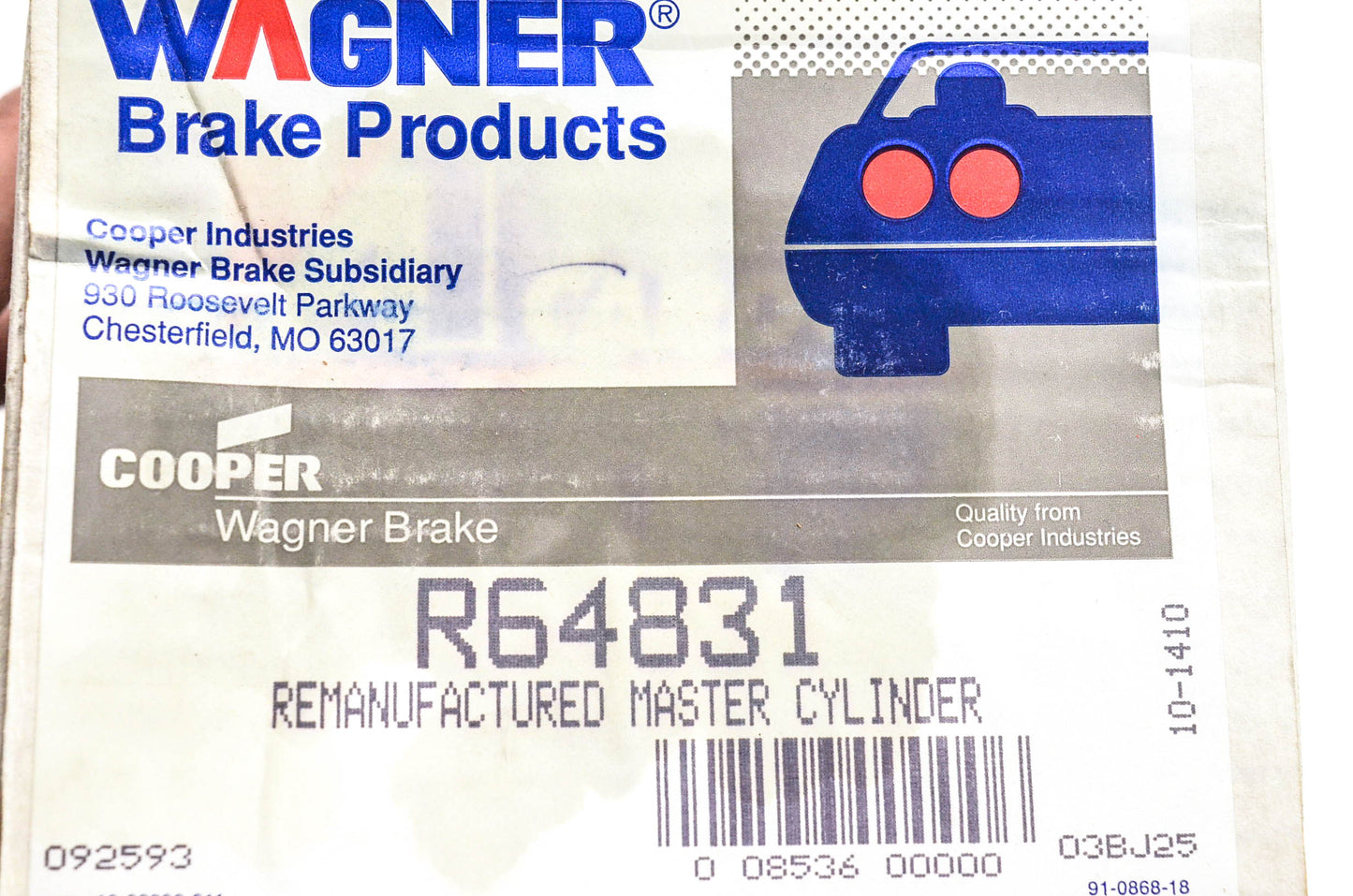 Wagner R64831 Remanufactured Master Cylinder Assembly NOS
