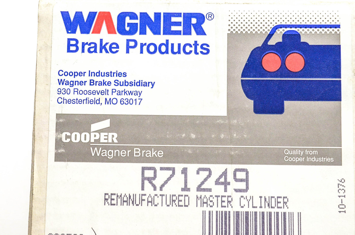 Wagner R71249, 2226831 Remanufactured Master Cylinder Assembly NOS