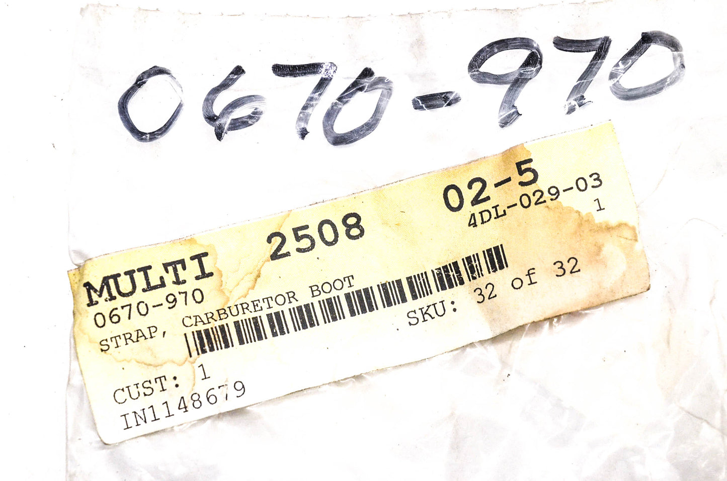 New OEM Arctic Cat 0670-970 Carburetor Boot Strap NOS