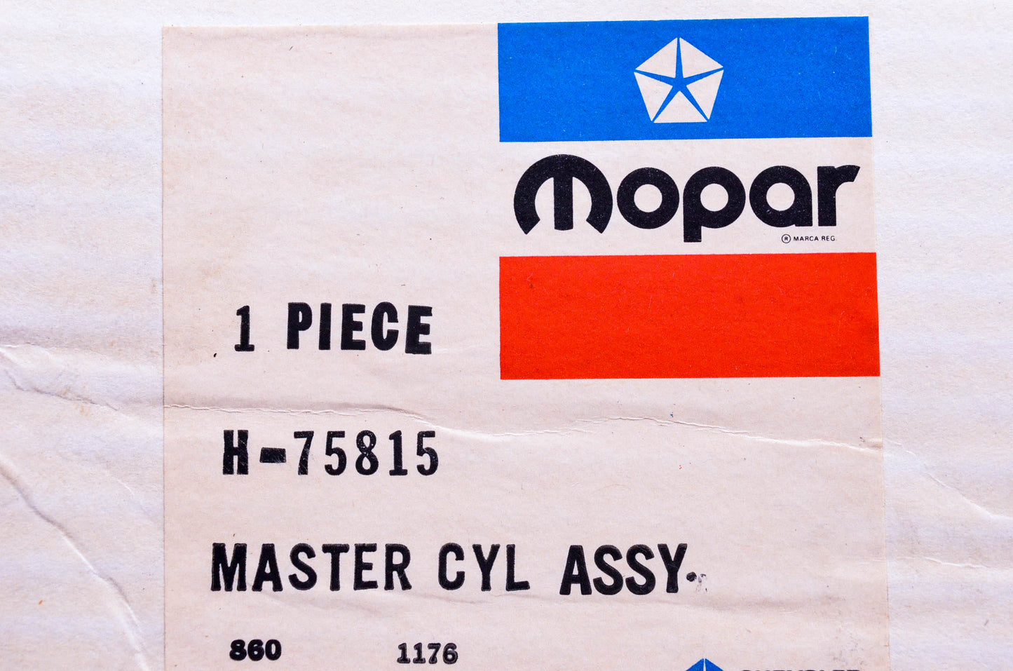 Mopar H75815, H-75815 Master Cylinder Assembly NOS