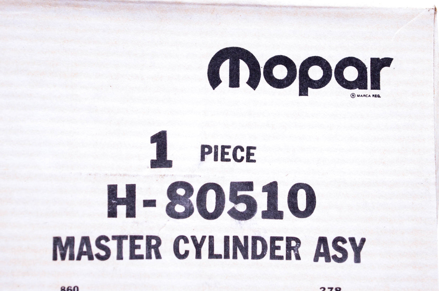 Mopar H-80510 Master Cylinder Assembly NOS