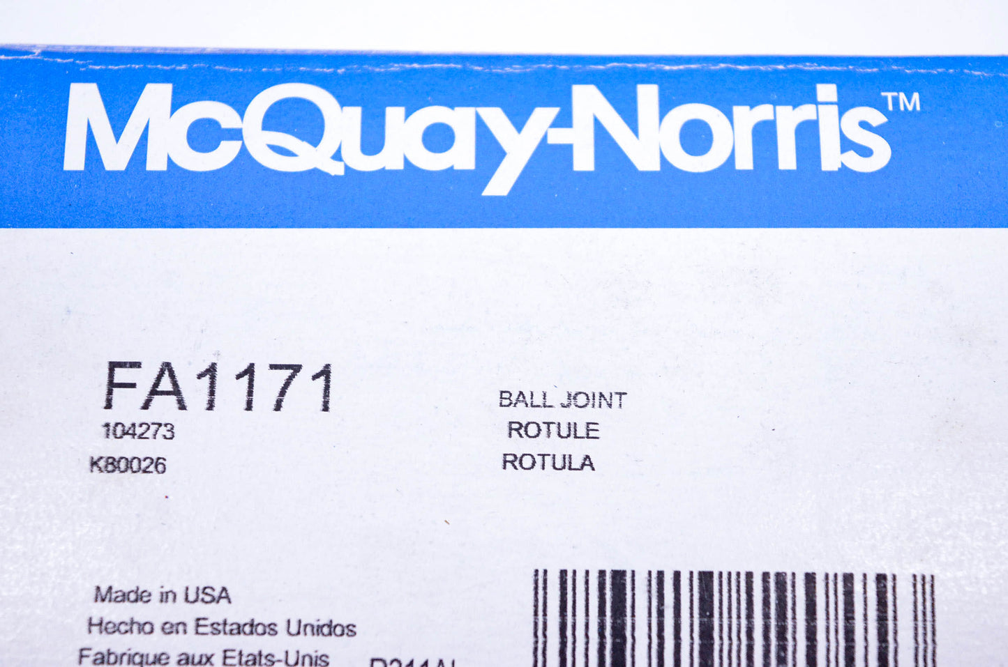 McQuay-Norris FA1171, 104273, K80026 Ball Joint Kit NOS