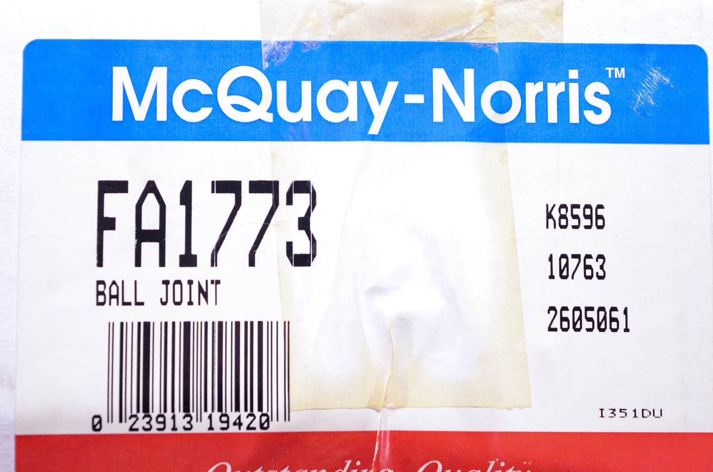 McQuay-Norris FA1773, K8596, 10763 Front Upper Left Suspension Arm & Ball Joint Kit NOS