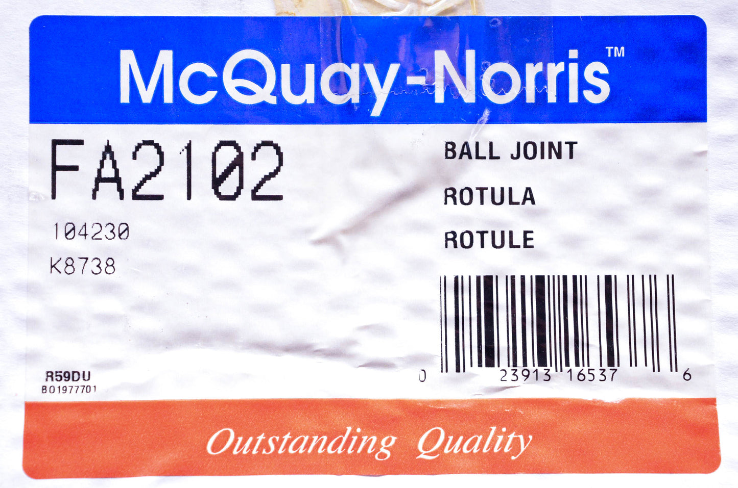 McQuay-Norris FA2102, 104230, K8738 Control Arm & Ball Joint Kit NOS