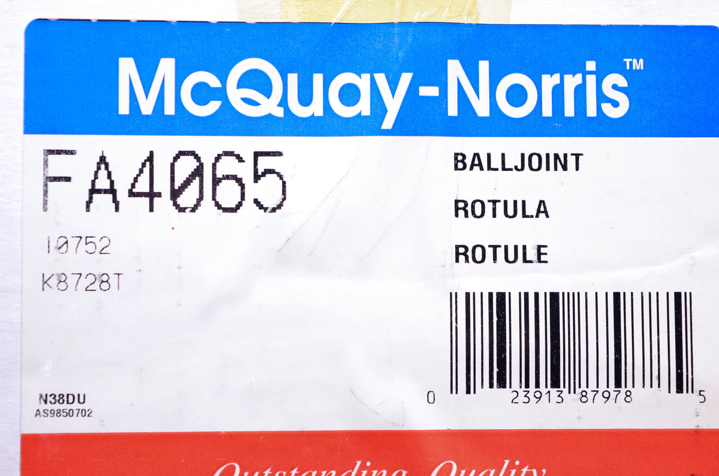 McQuay-Norris FA4065, 10752, K8728T Front Right Upper Suspension Arm & Ball Joint Kit NOS