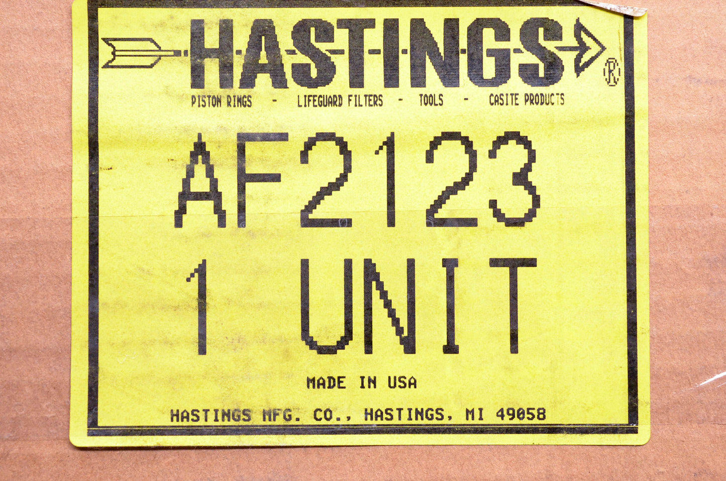 Hastings AF2123, AF-2123 Air Filter NOS