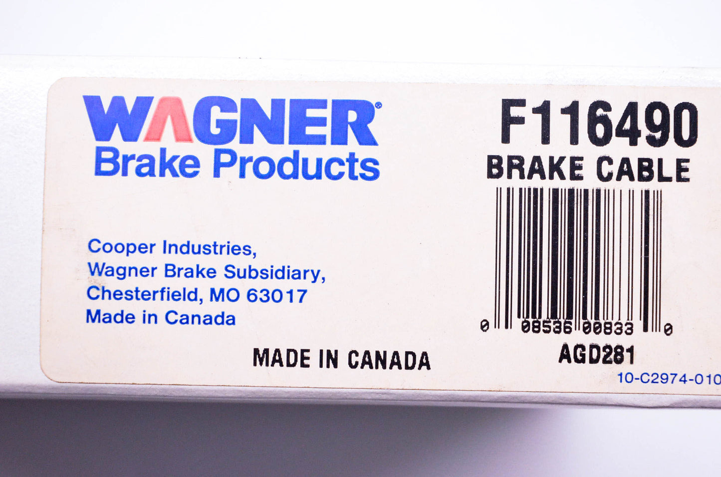 Wagner F116490 Brake Cable NOS