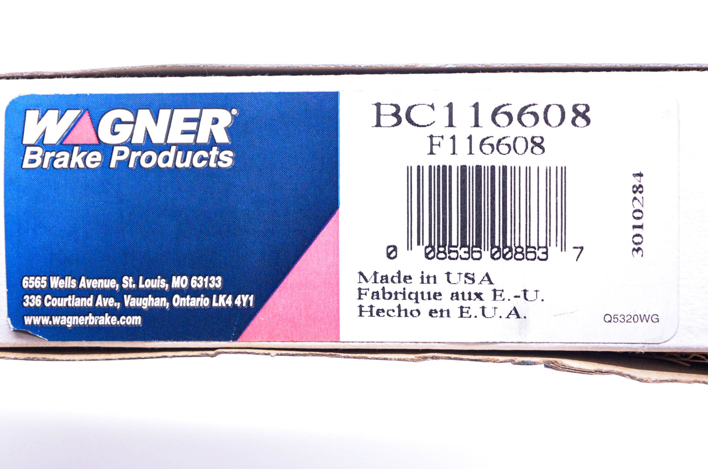 Wagner F116608, BC116608 Brake Cable NOS