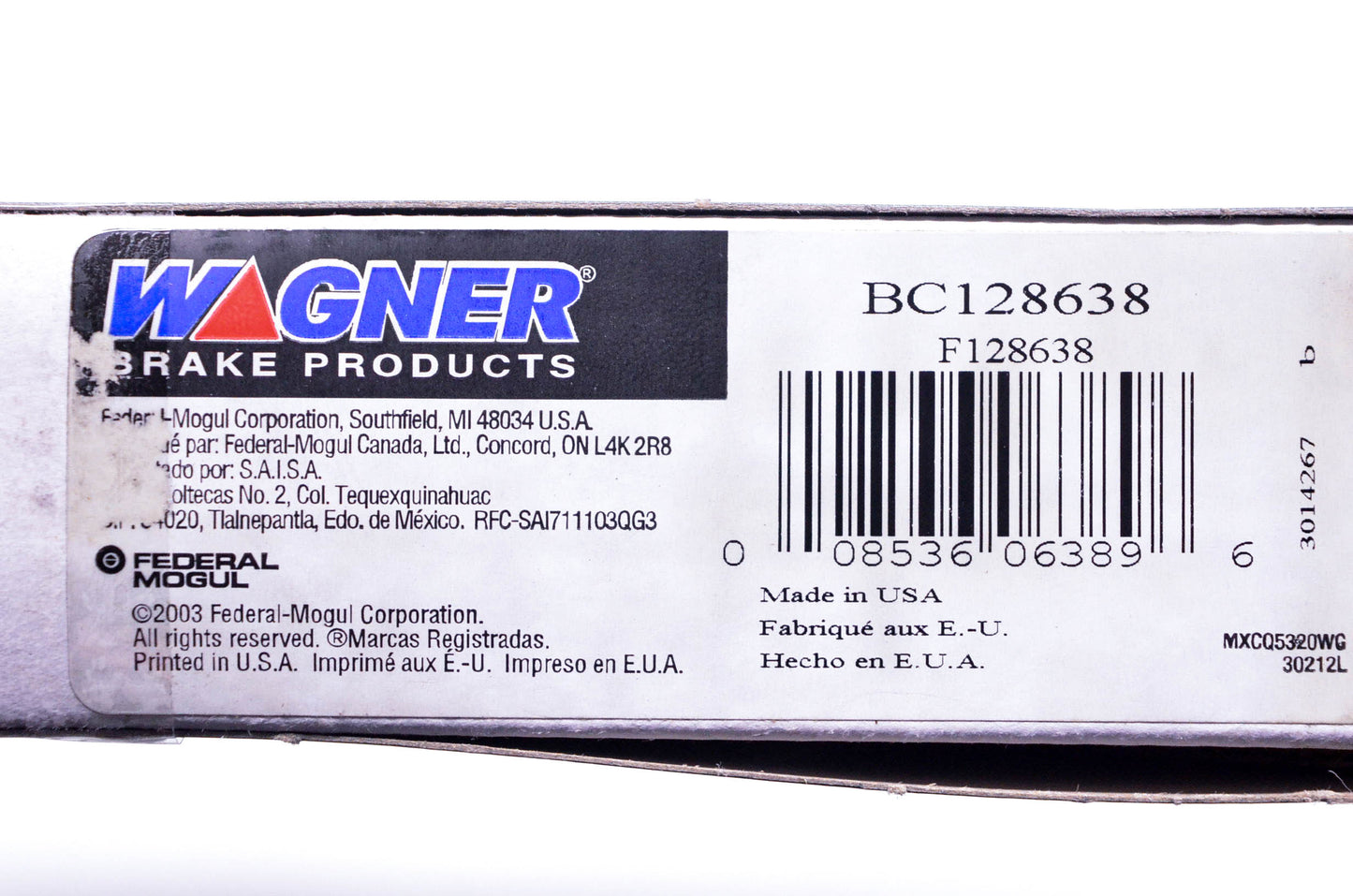 Wagner F128638, BC128638 Brake Cable Kit NOS